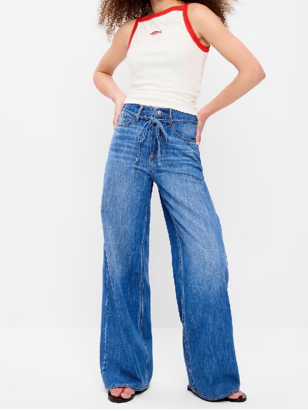 Old Navy High Waisted Drapey Wide-Leg Jeans in Celestine 12